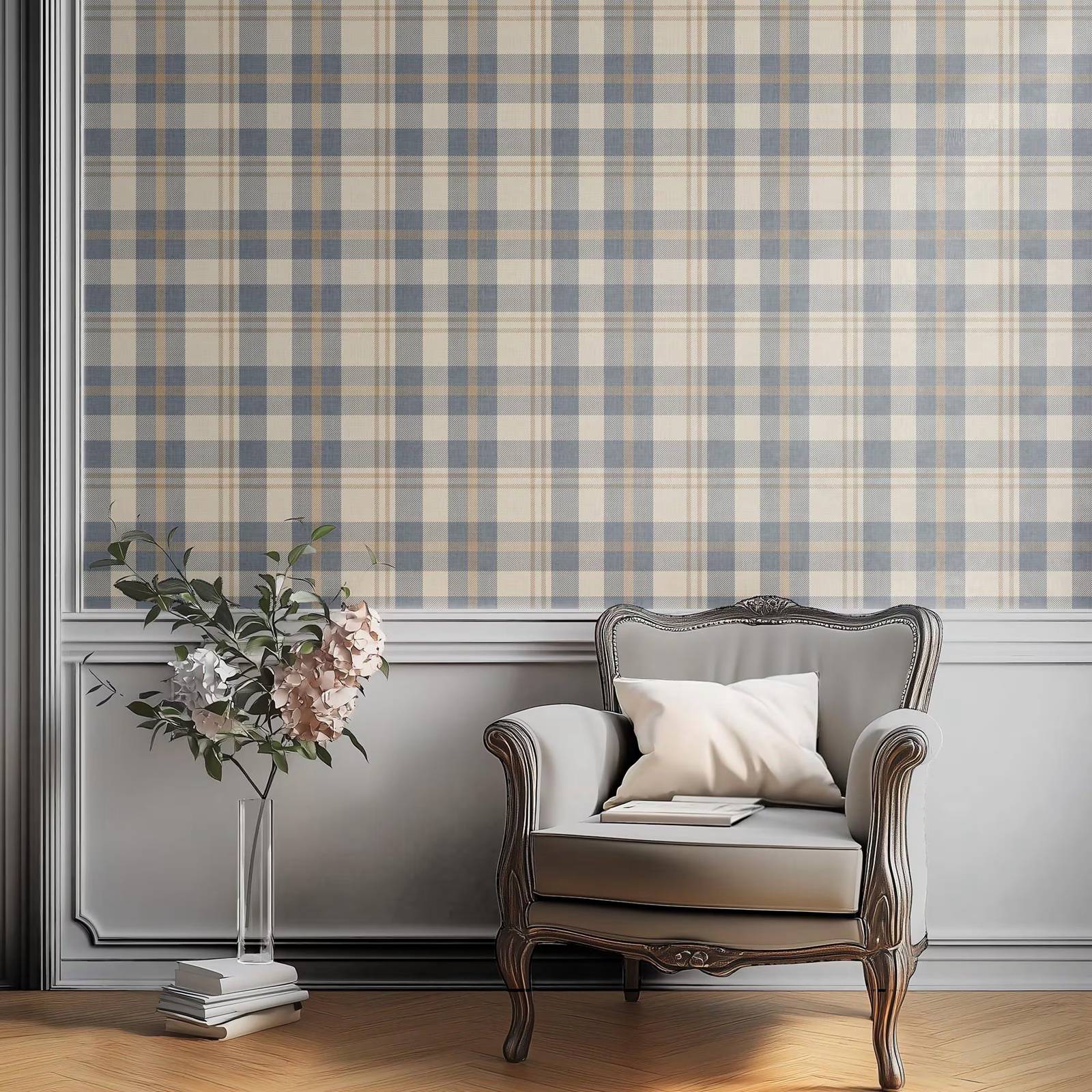 Neutral Blue and Beige Plaid W - Interior Design Scandinavian review and price