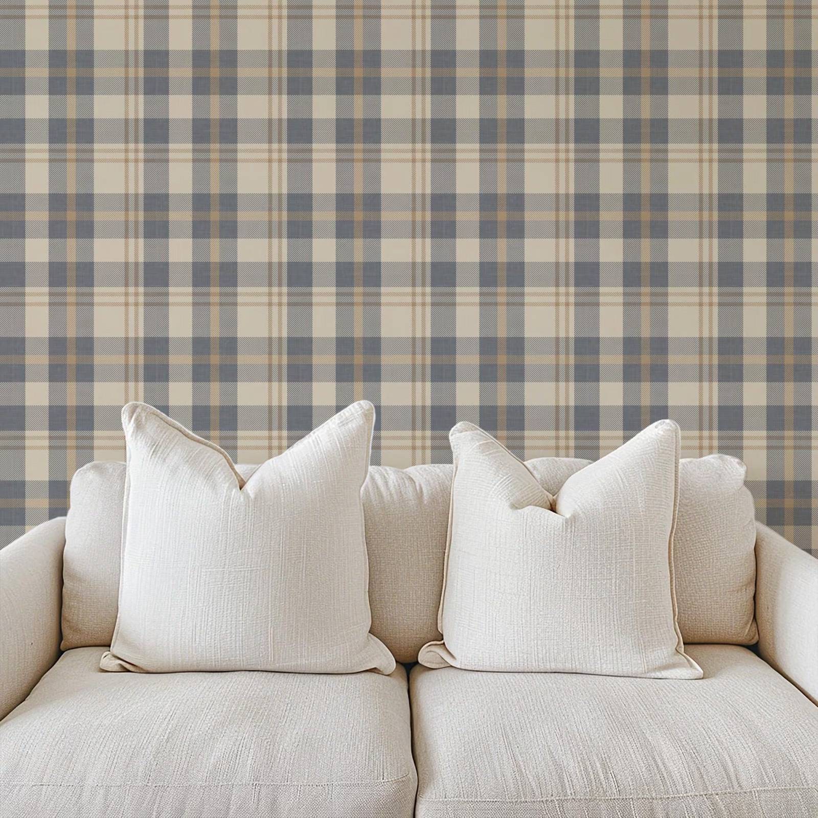 Neutral Blue and Beige Plaid W - Interior Design Scandinavian review and price