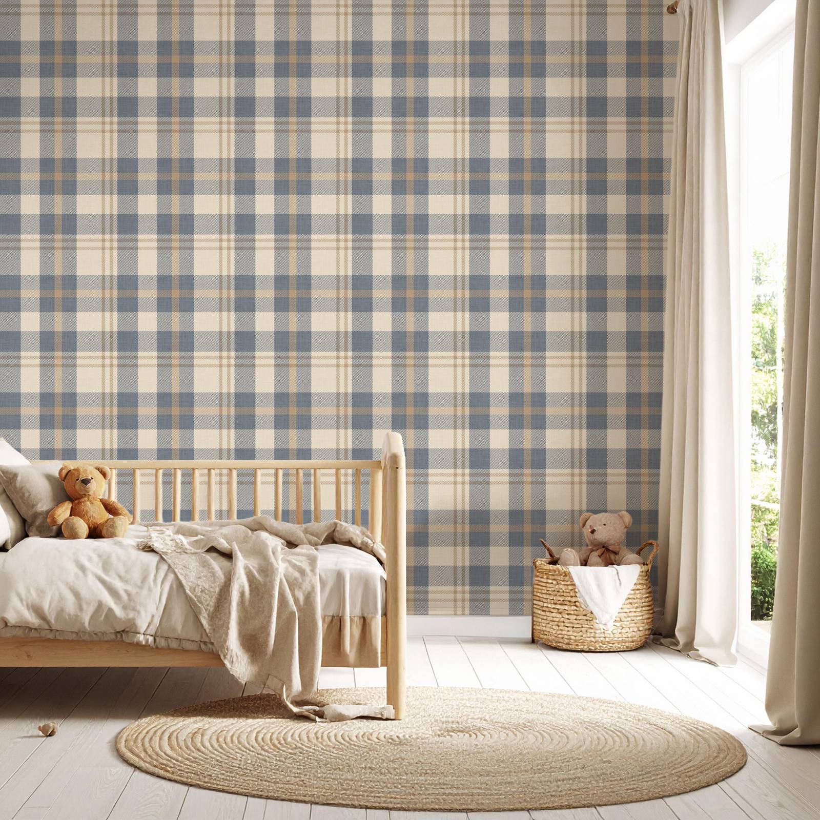 Neutral Blue and Beige Plaid W - Interior Design Scandinavian review and price