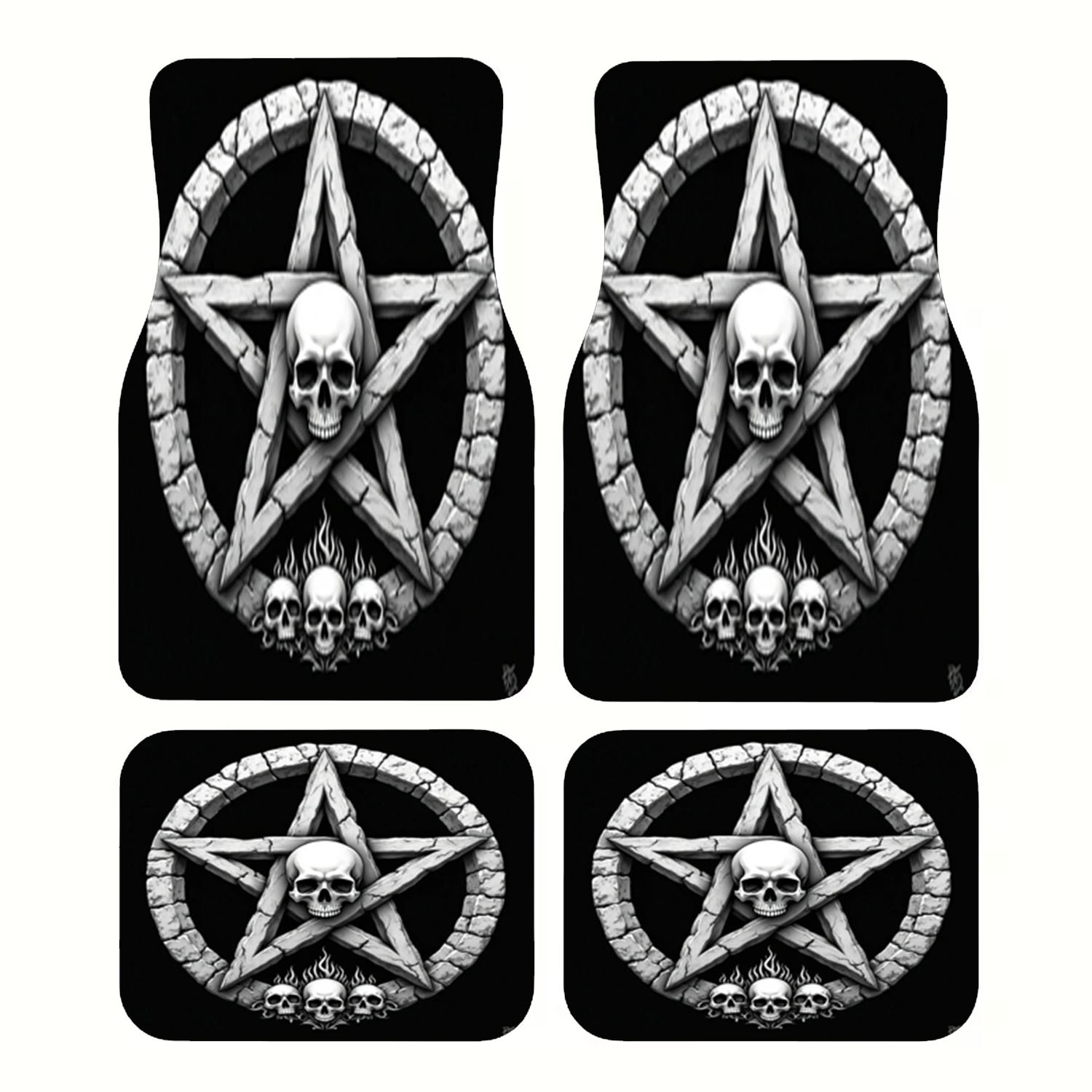 Car Floor Mats 4pcs, Skull & P - Interior Design Monochrome review and price
